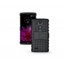 LG G Flex 2 - Heavy Duty Rugged Dual Layer Hybrid Protective Phone Cover Case with Kickstand - Black Black